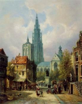 unknow artist European city landscape, street landsacpe, construction, frontstore, building and architecture. 321